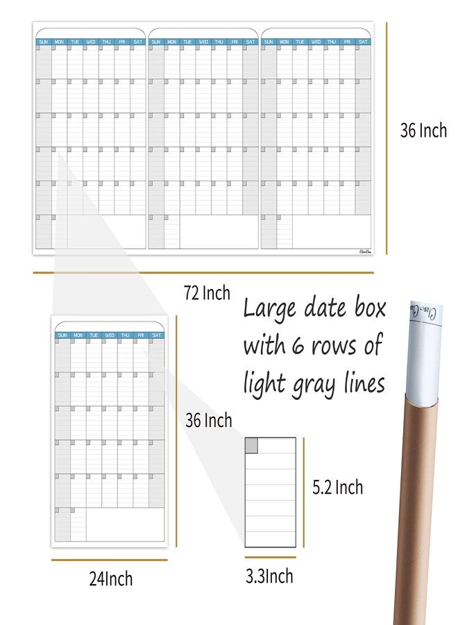 CLEVER CLEAN Large Dry Erase Wall Calendar - 36"x72" Undated 3-Month Calendar for Home, School, Office Projects - Jumbo Reusable Task Organizer - Image 2